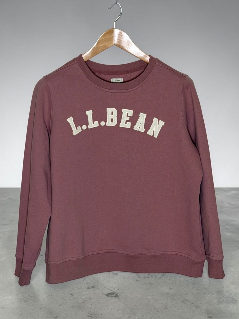 L.L.Bean Crewneck Sweatshirt Rose Pink Varsity Appliqué Logo, Women's Size 1X